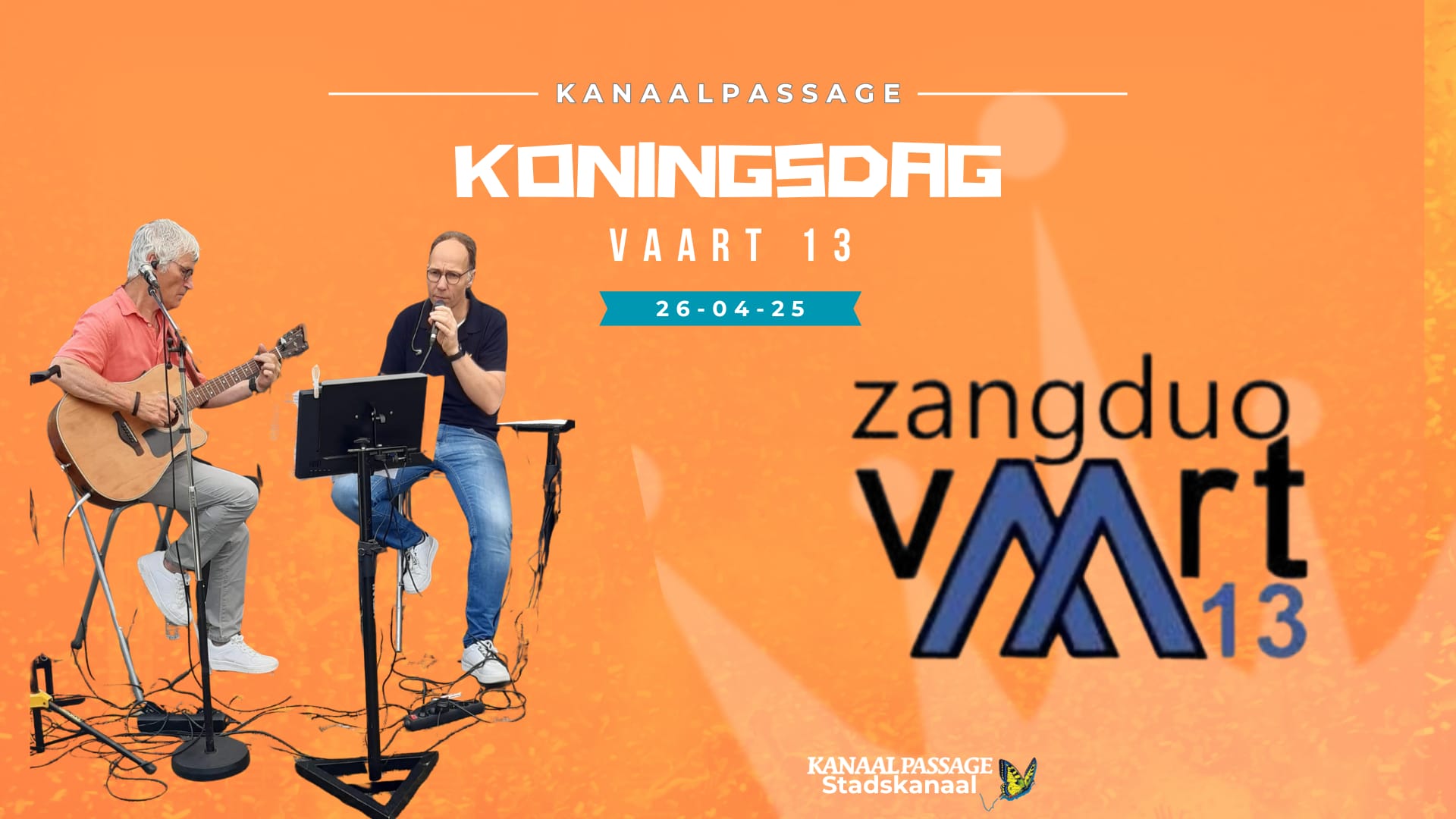 Livemuziek van zangduo Vaart 13 in de Kanaalpassage in Stadskanaal